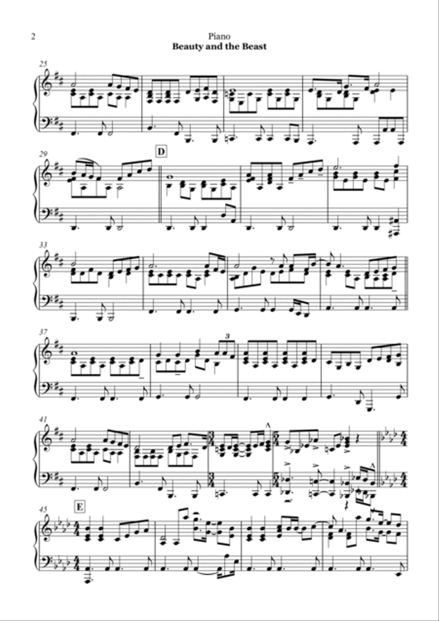 Beauty And The Beast Beauty And The Beast Piano Solo scores gallery preview page 2