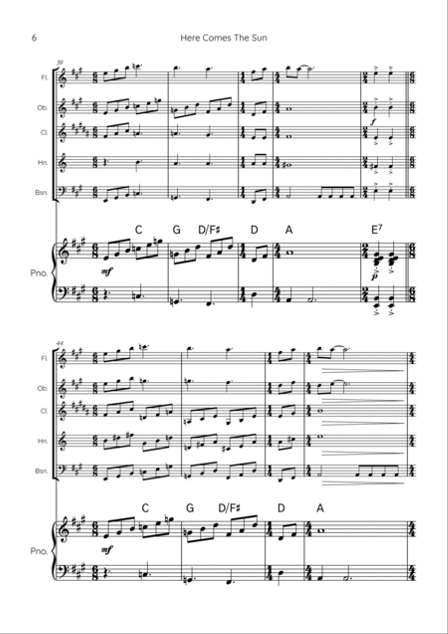 Here Comes The Sun Chamber Music scores gallery preview page 6