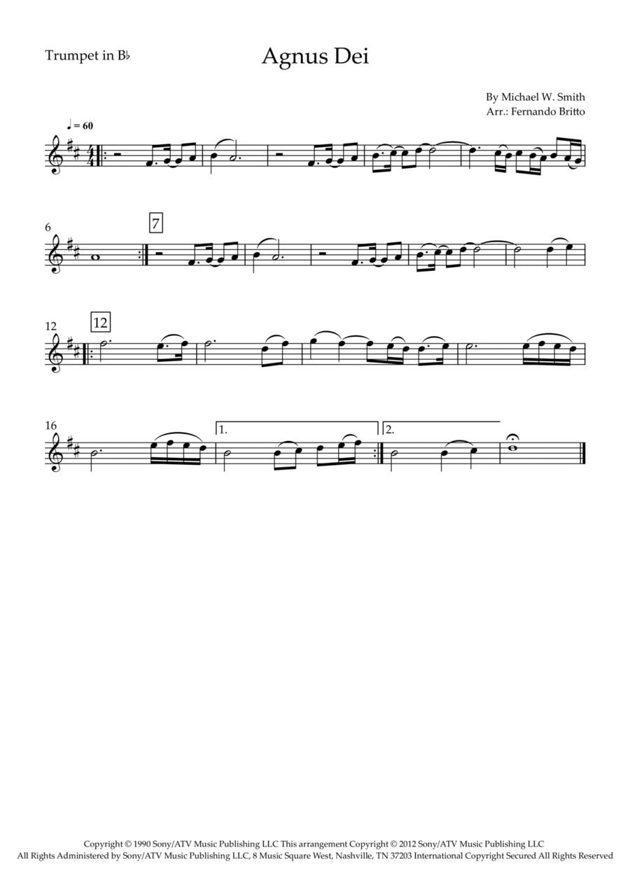 Agnus Dei Agnus Dei Trumpet Solo scores gallery preview page 1