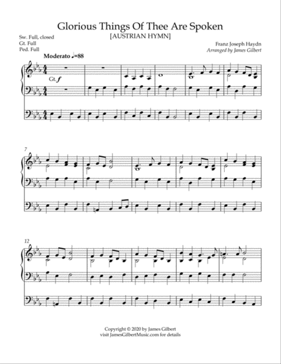 Glorious Things Of Thee Are Spoken Organ Solo scores gallery preview page 2