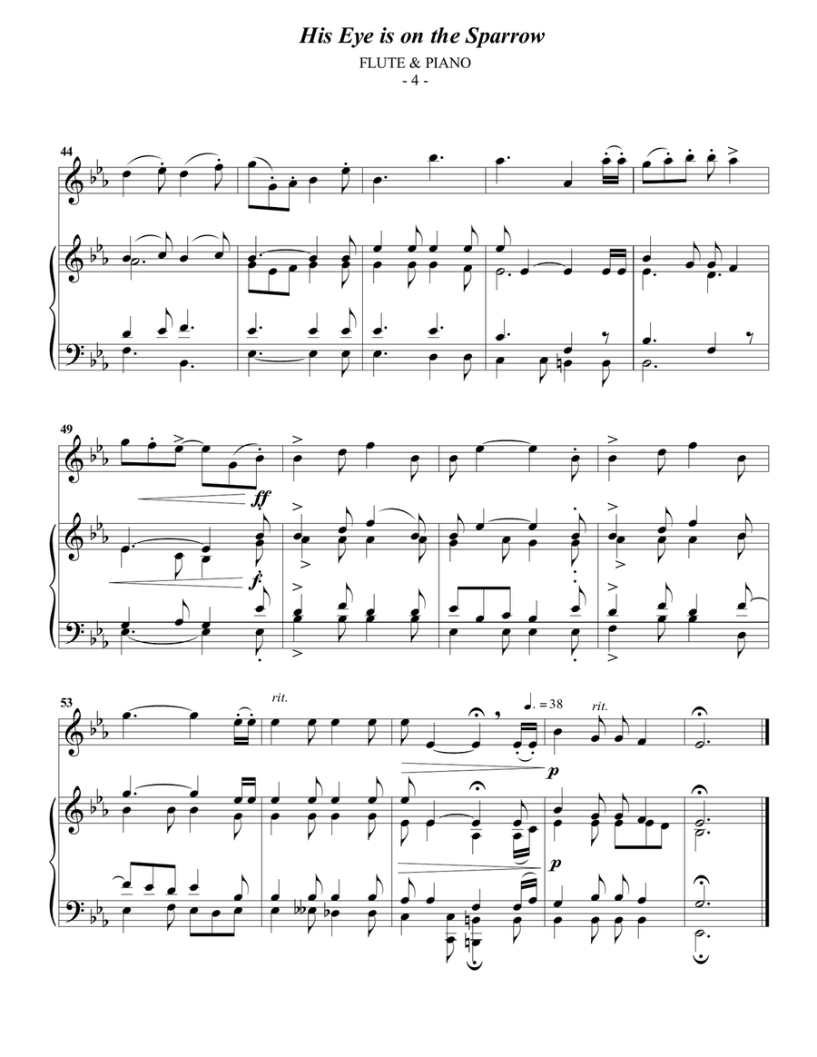 Gabriel: His Eye Is On The Sparrow for Flute & Piano Flute Solo scores gallery preview page 4