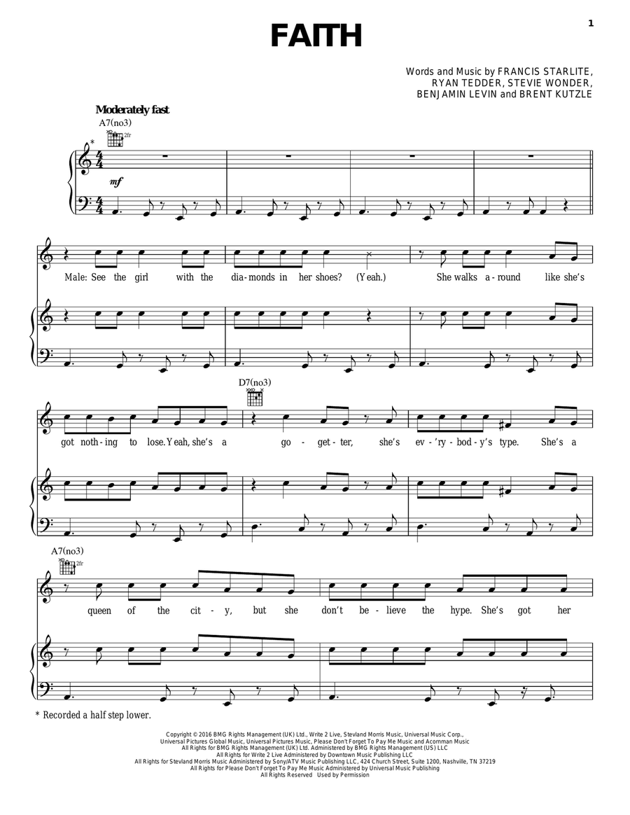 Faith Piano, Vocal, Guitar scores gallery preview page 1