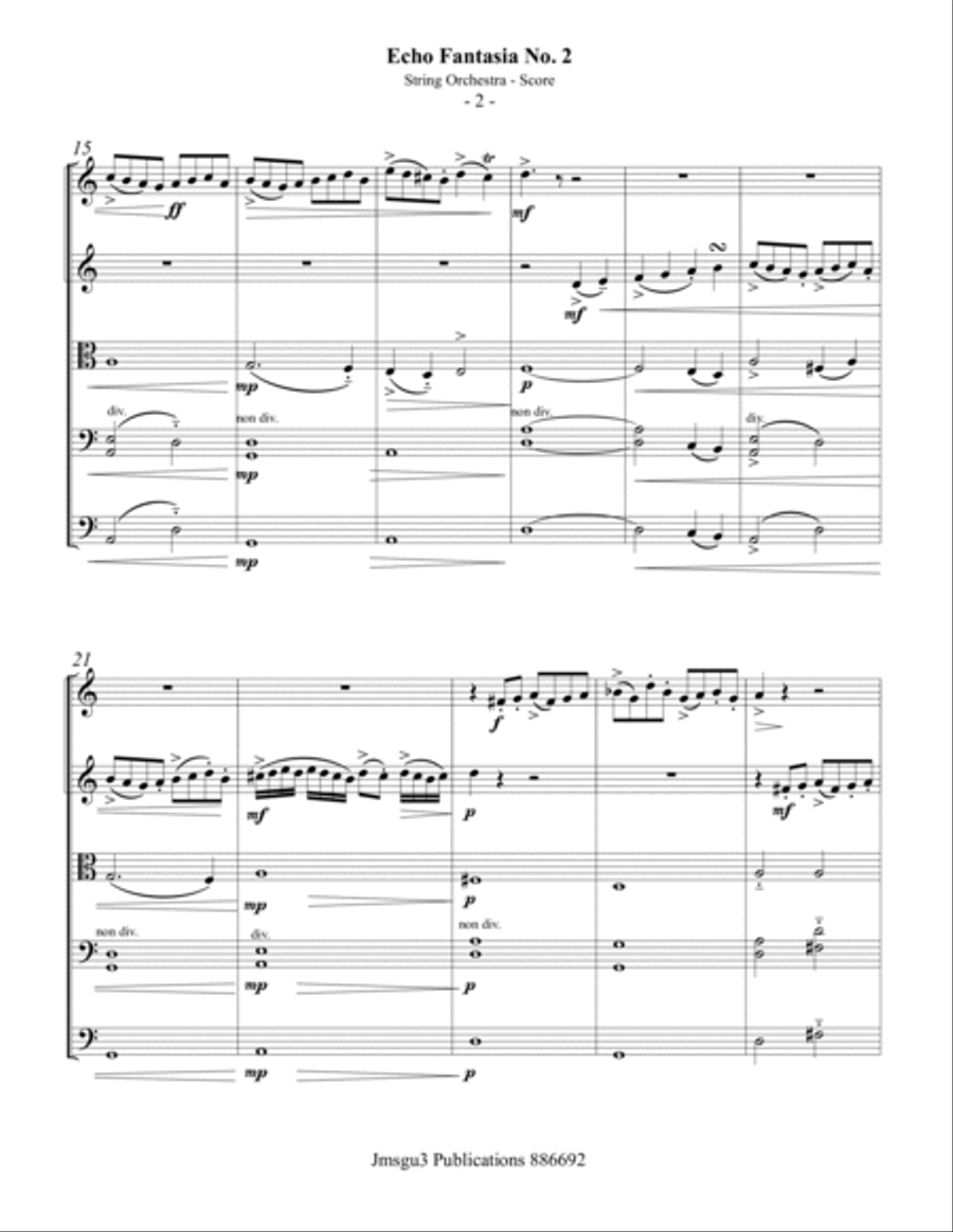 Sweelinck: Echo Fantasia No. 2 for String Orchestra String Orchestra scores gallery preview page 2