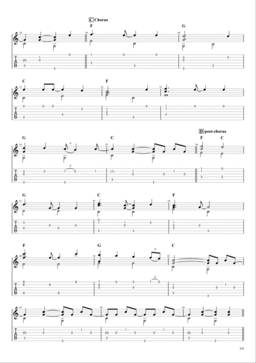 Blowin' In The Wind Guitar Tablature scores gallery preview page 4