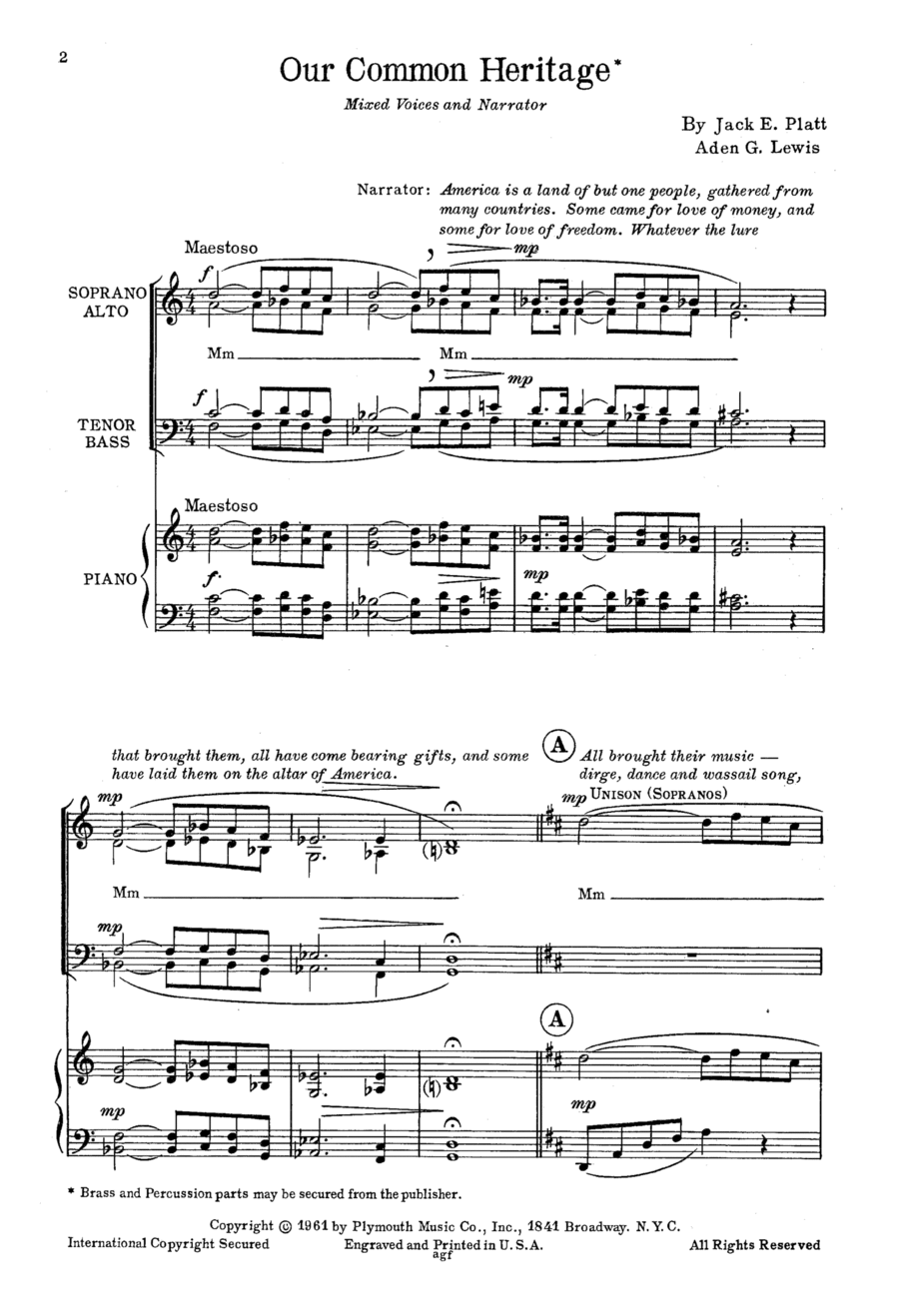 Our Common Heritage 4-Part scores gallery preview page 1
