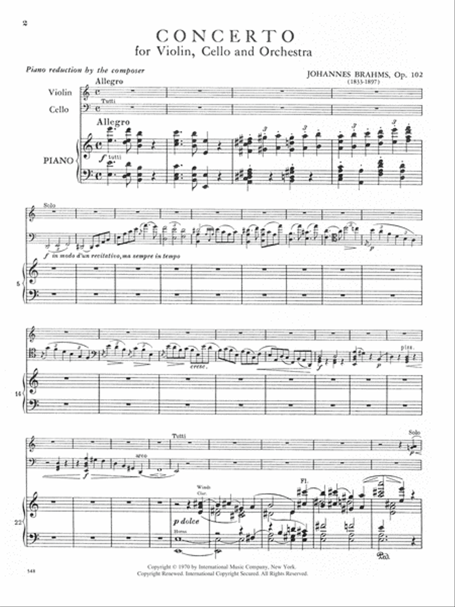 Double Concerto in A minor, Op. 102 Piano Trio scores gallery preview page 2