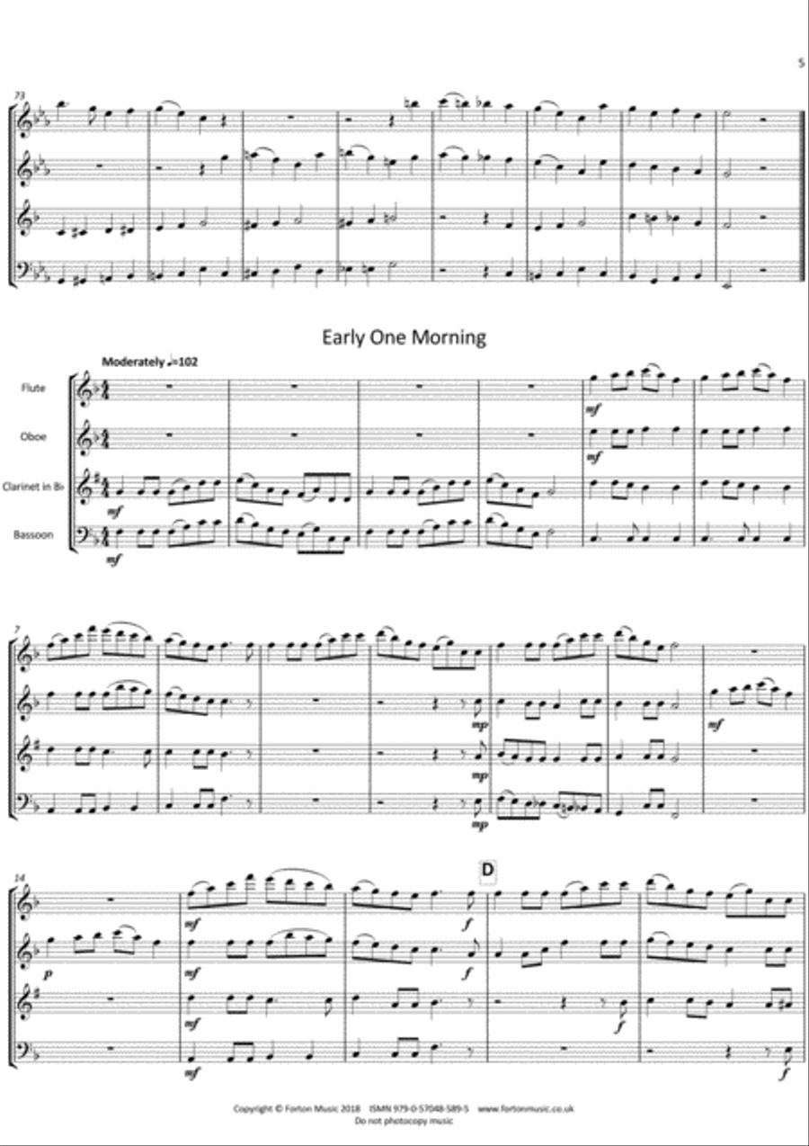 Five More Traditional FolkSongs Woodwind Quartet scores gallery preview page 3