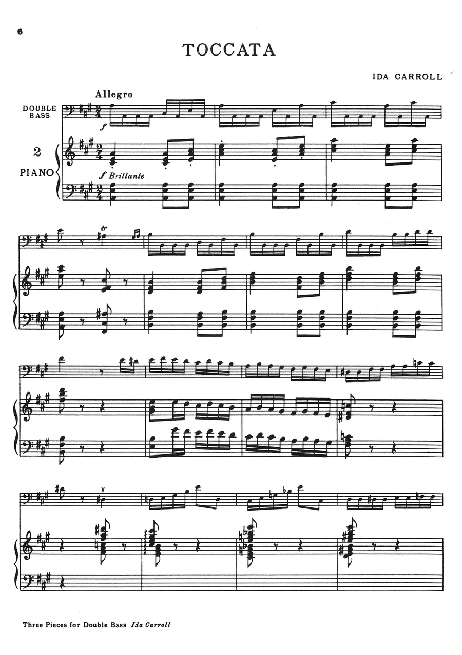 Three Pieces for Double Bass by Ida Carroll Double Bass scores gallery preview page 6