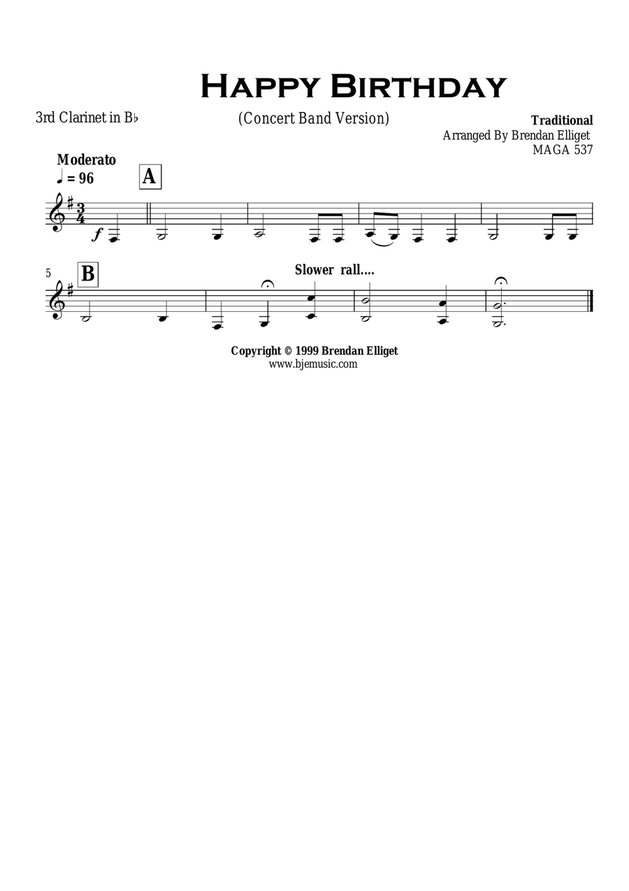 Happy Birthday - Concert Band Score and Parts PDF Concert Band scores gallery preview page 6