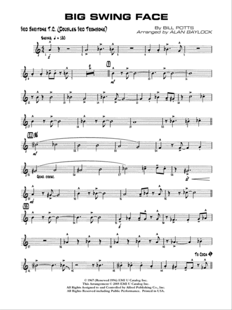 Big Swing Face: 3rd Baritone T.C. Jazz Ensemble scores gallery preview page 1