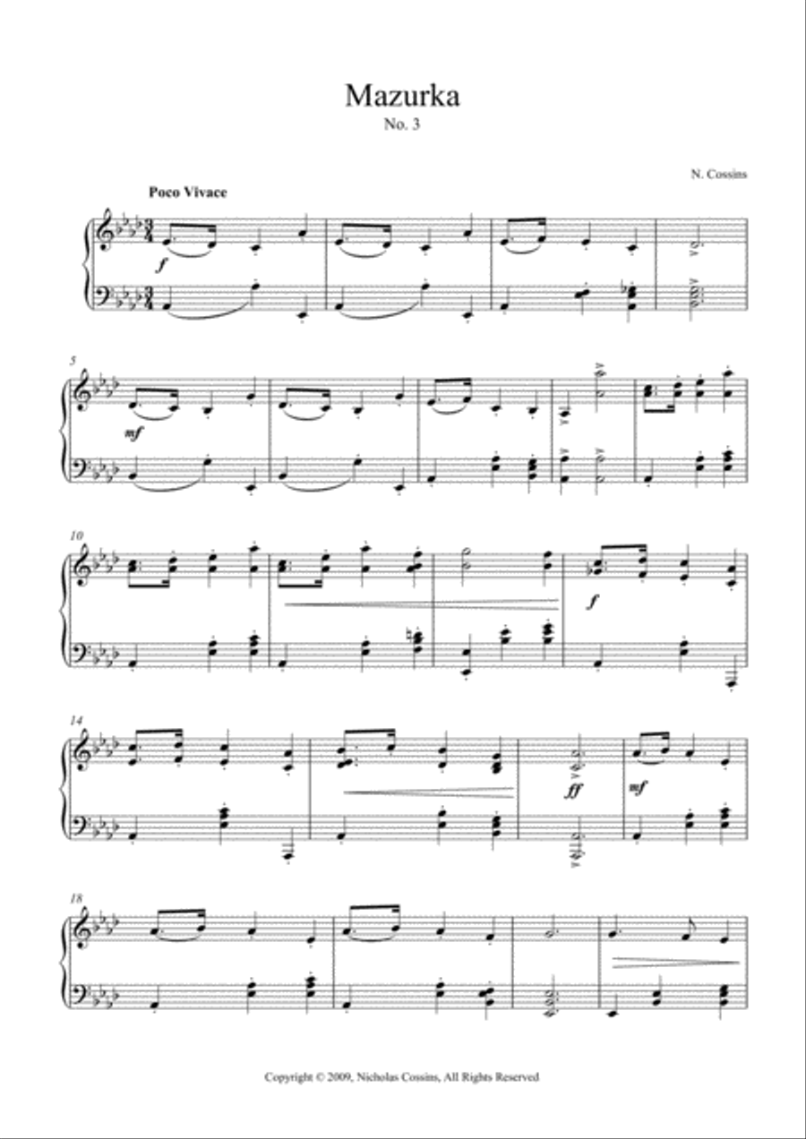 Mazurka No. 3 - N. Cossins (Original Piano Composition) Piano Method scores gallery preview page 2