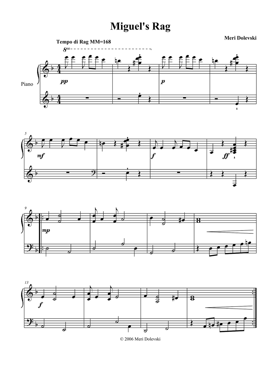 Miguel's Rag Miguel's Rag Easy Piano scores gallery preview page 1