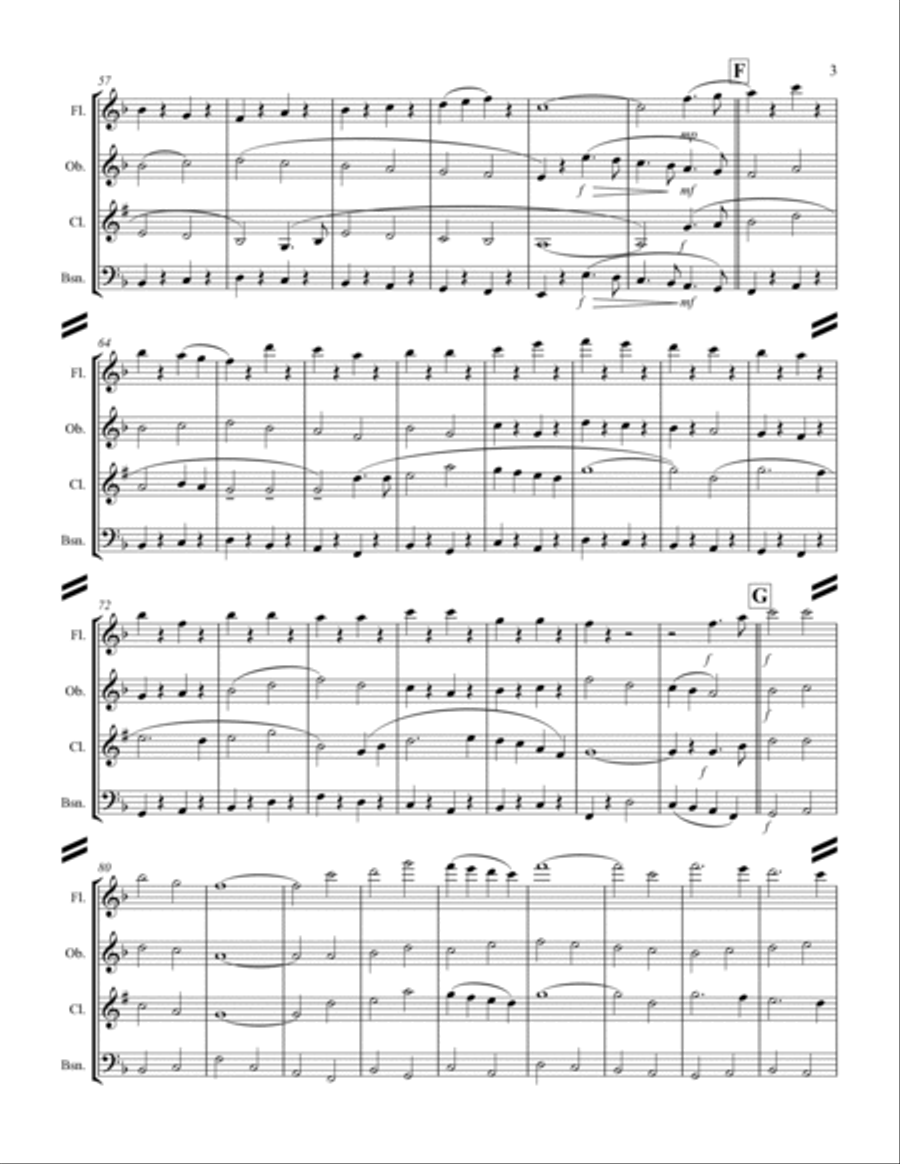 Holst - Second Suite for Military Band in F (for Woodwind Quartet) Woodwind Quartet scores gallery preview page 4