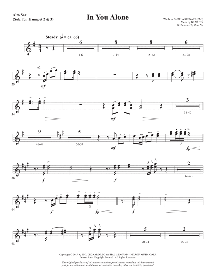 Book cover for In You Alone - Alto Sax (sub. Trumpet 2-3)