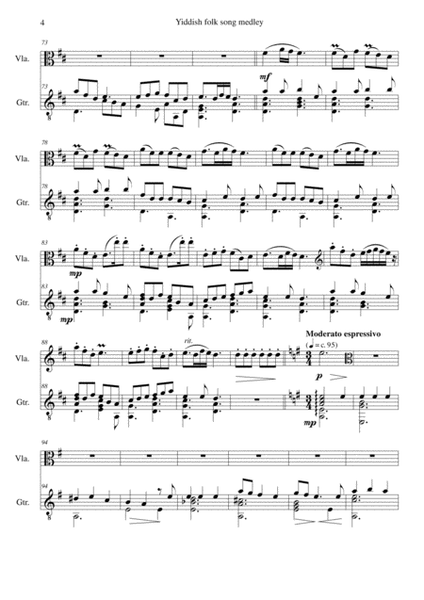Yiddish Folk Song Medley for viola and guitar image number null