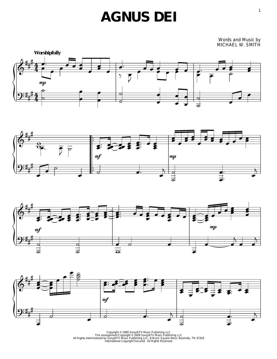 Agnus Dei Agnus Dei Piano Solo scores gallery preview page 1