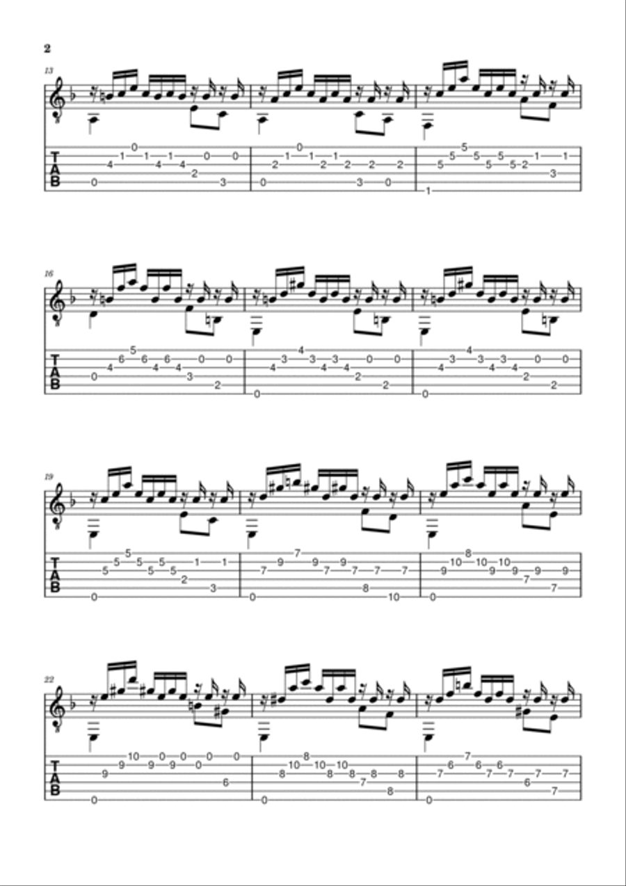 Bach - Prelude in D minor TABs - BWV 999 Acoustic Guitar scores gallery preview page 2