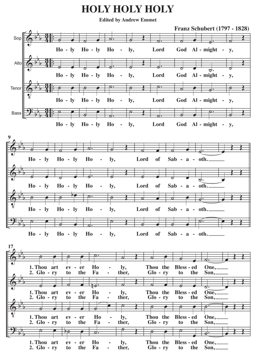Holy Holy Holy - Schubert A Cappella SATB image number null