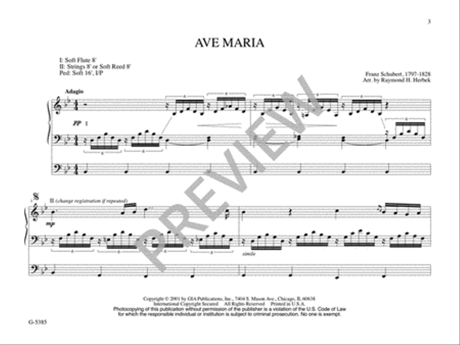 Four Schubert Classics for Organ Organ Solo scores gallery preview page 5