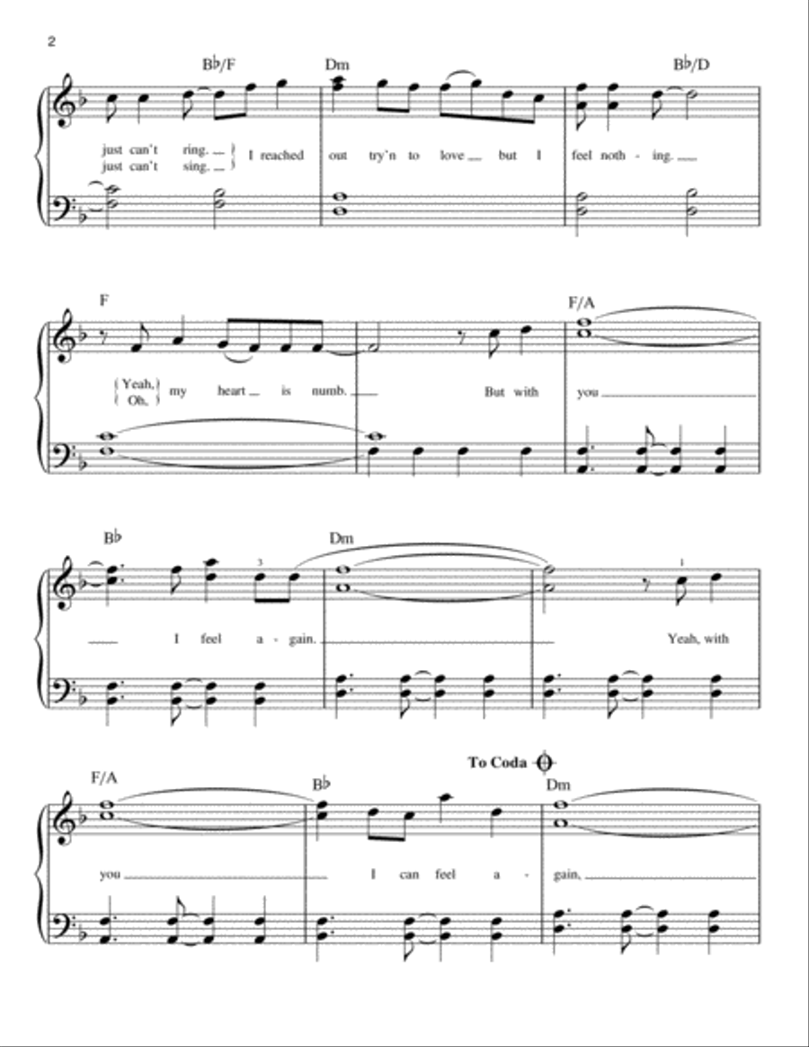 Feel Again Easy Piano scores gallery preview page 2
