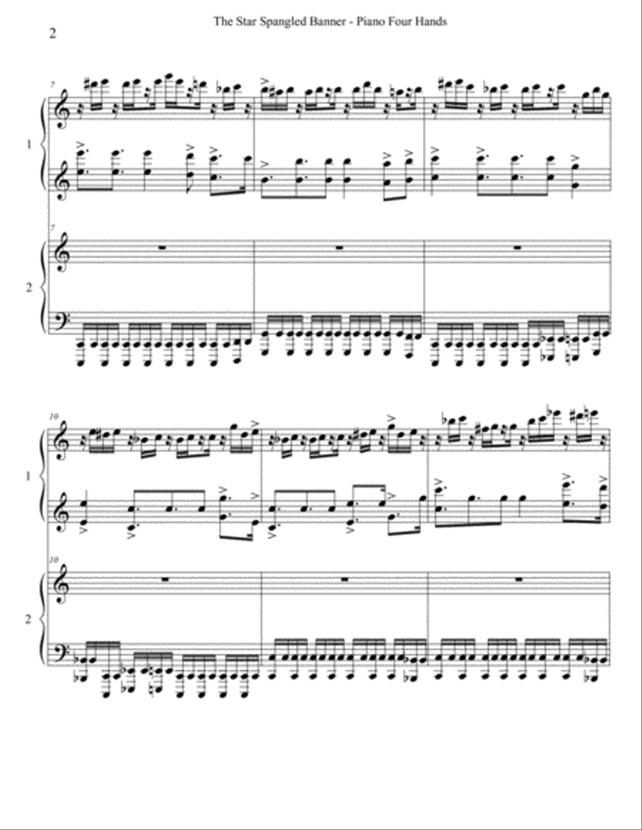 Star Spangled Banner Piano Four Hands Piano Duet scores gallery preview page 2