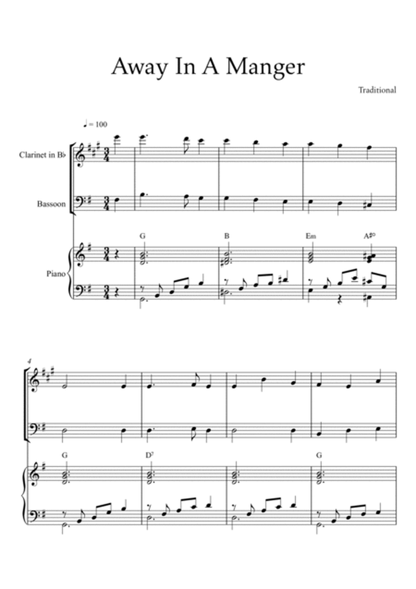 Traditional - Away in A Manger (Trio Piano, Clarinet and Bassoon) with chords image number null