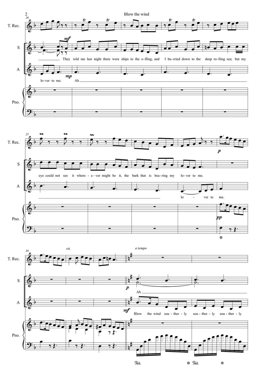 Blow the wind southerly Blow the wind southerly Voice scores gallery preview page 2