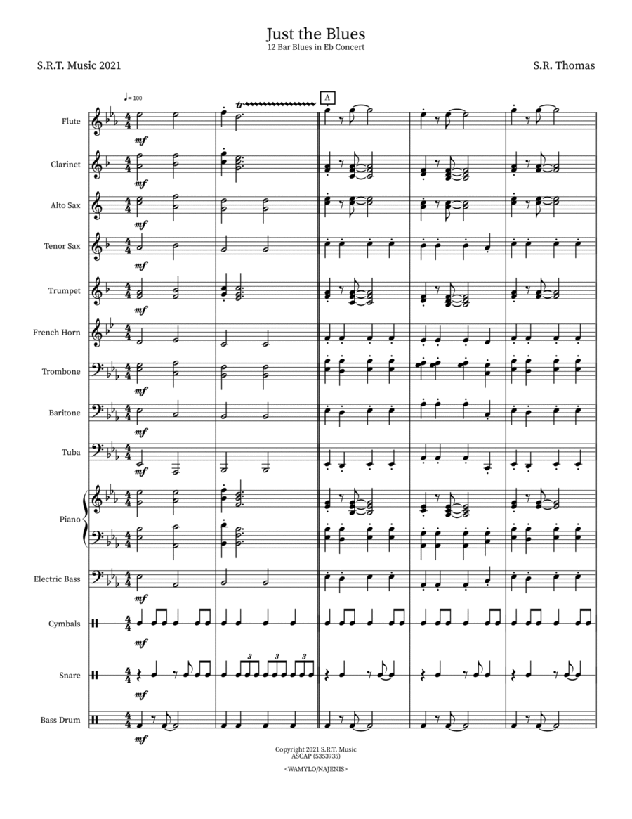 Just the Blues Concert Band scores gallery preview page 1