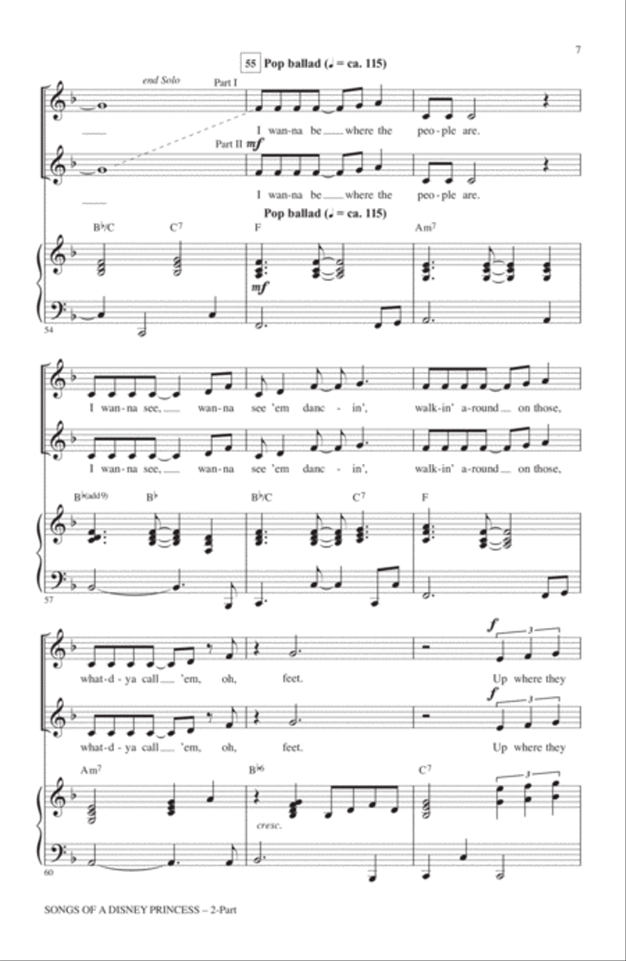Songs of a Disney Princess (Choral Medley) 2-Part scores gallery preview page 6