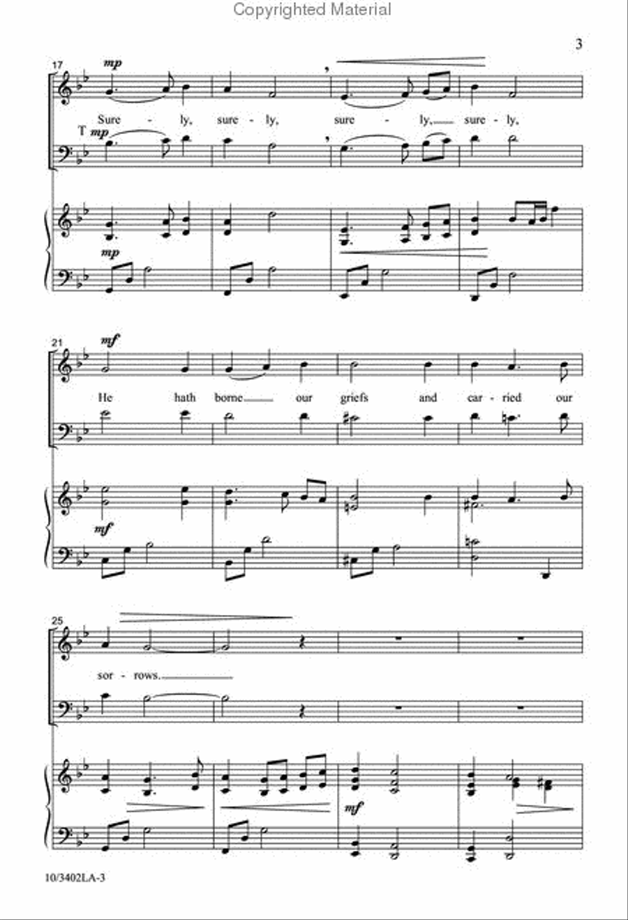 Surely, He Hath Borne Our Griefs 4-Part scores gallery preview page 3