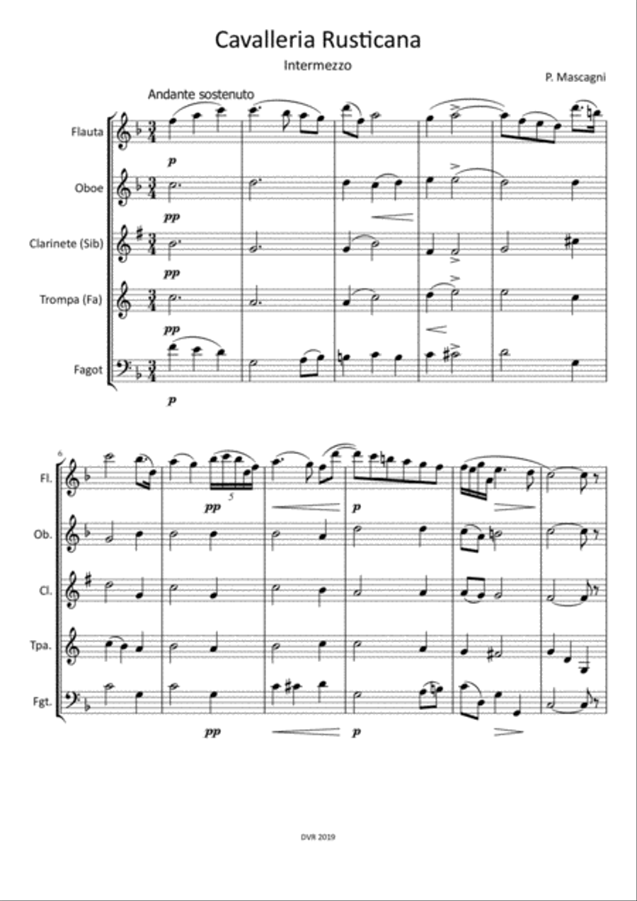 Cavalleria Rusticana - Intermezzo (Wind Quintet) Cavalleria Rusticana - Intermezzo (Wind Quintet) Woodwind Quintet scores gallery preview page 5