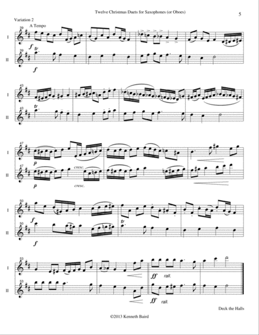 12 Christmas Duets for Saxophones (or Oboes) Woodwind Duet scores gallery preview page 6
