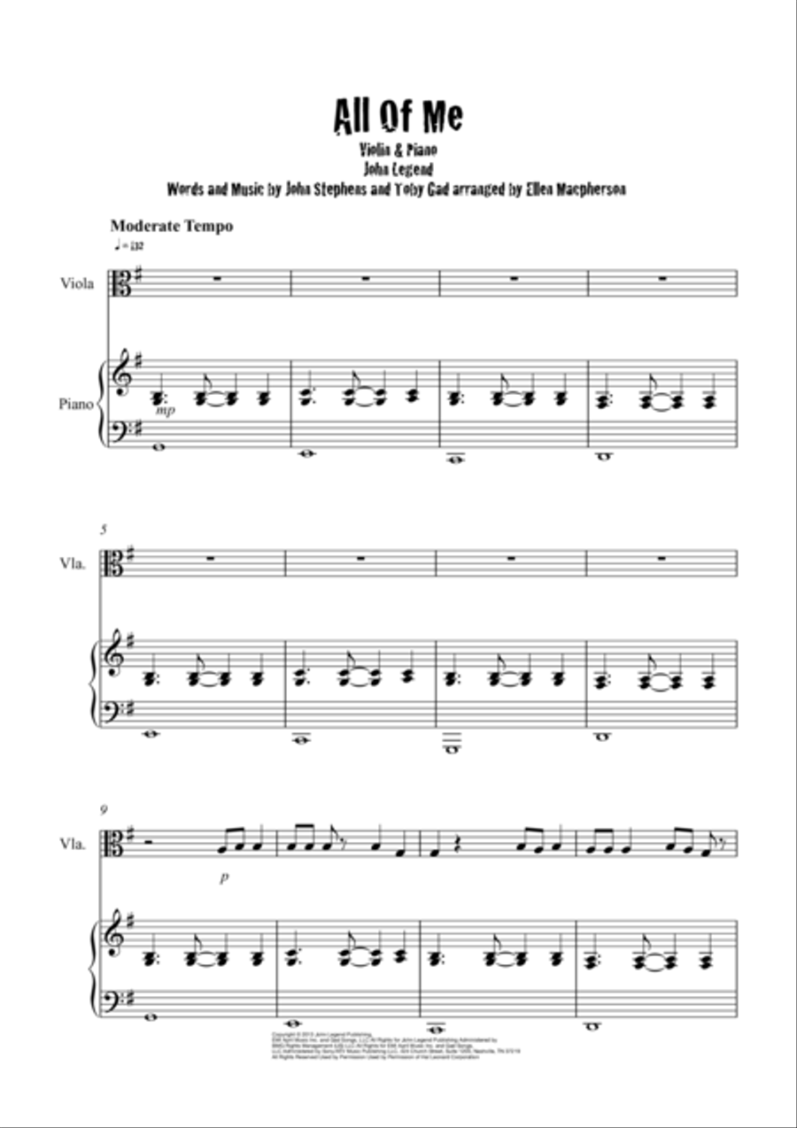 All Of Me Viola scores gallery preview page 1