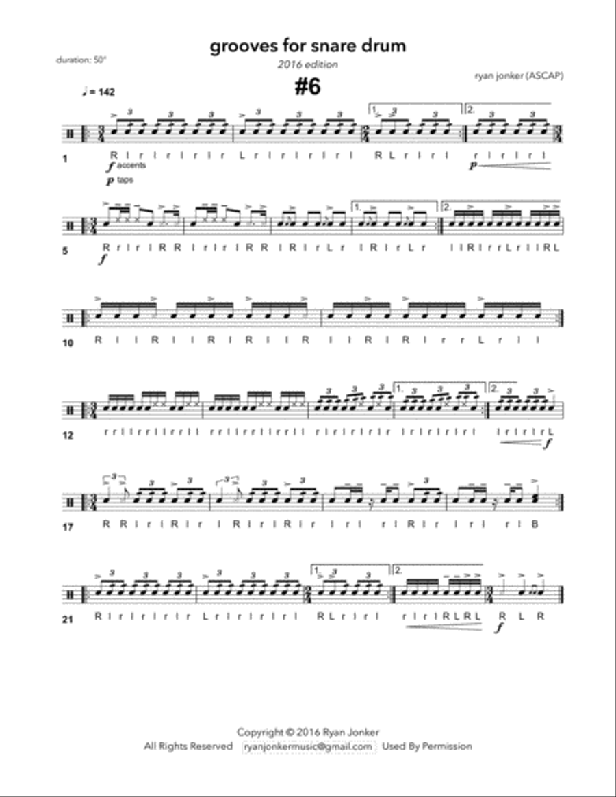 Groove #6 for Snare Drum Snare Drum scores gallery preview page 1