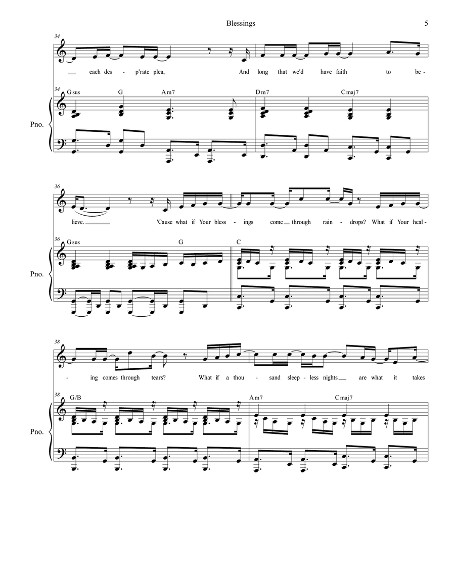 Blessings Piano, Vocal scores gallery preview page 5