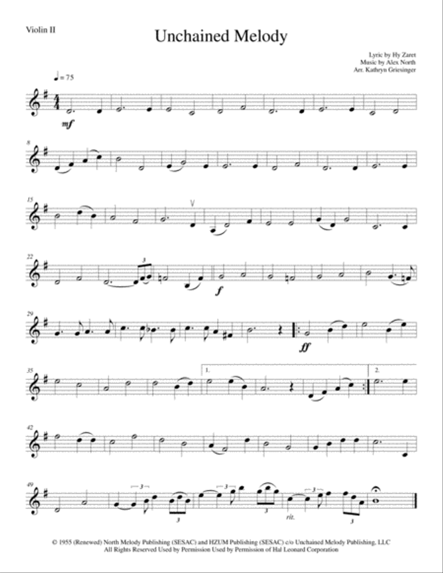 Unchained Melody Unchained Melody String Quartet scores gallery preview page 2