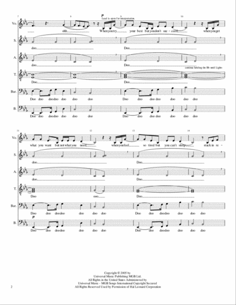 Fix You Fix You A Cappella scores gallery preview page 2