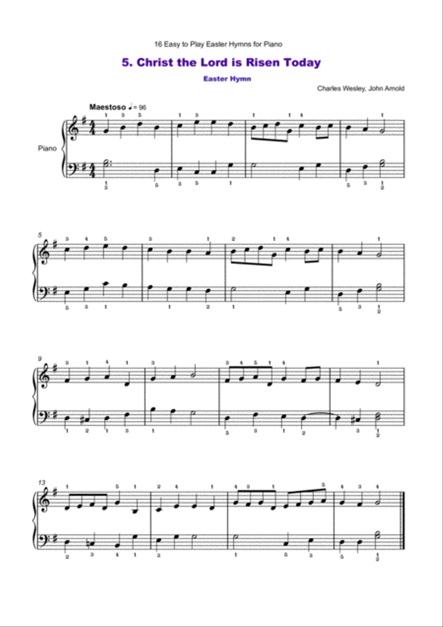 16 Easy to Play Easter Hymns for Piano