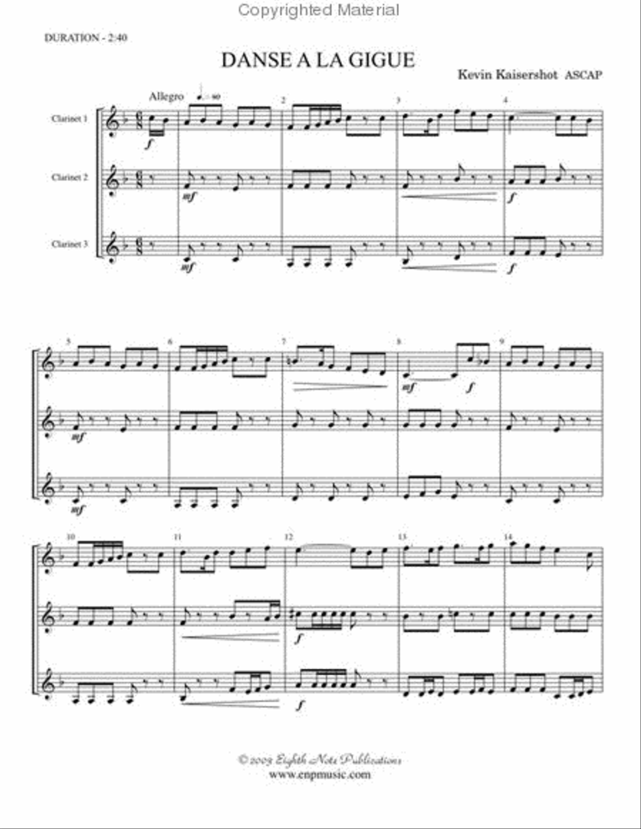 Danse a la Gigue Clarinet scores gallery preview page 2