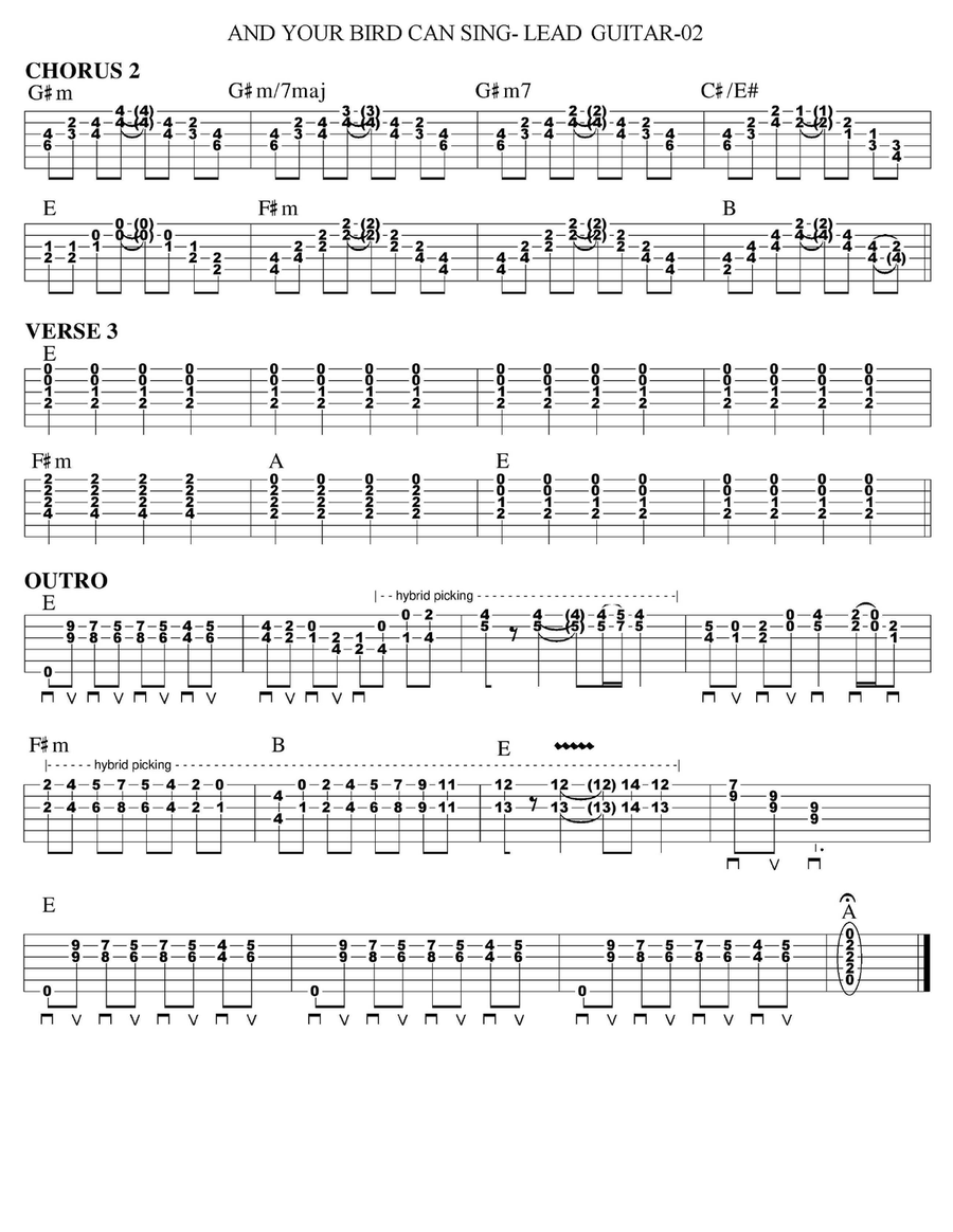 And Your Bird Can Sing Guitar Tablature scores gallery preview page 2