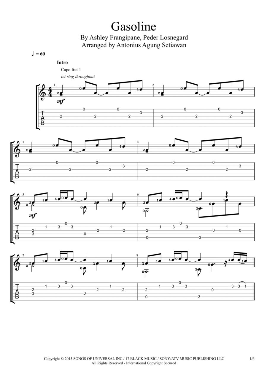 Gasoline Gasoline Electric Guitar scores gallery preview page 1