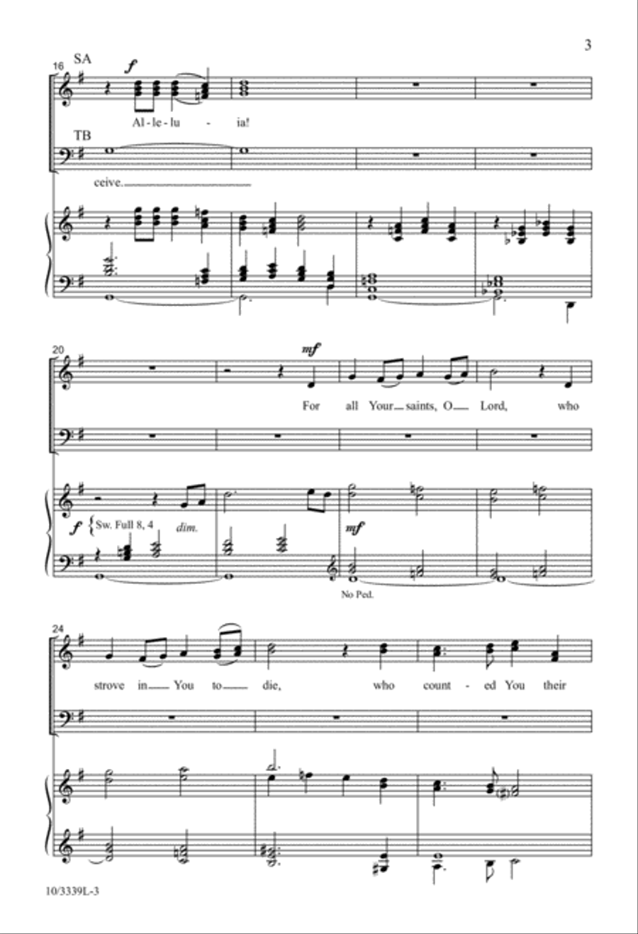 For All Your Saints, O Lord 4-Part scores gallery preview page 2