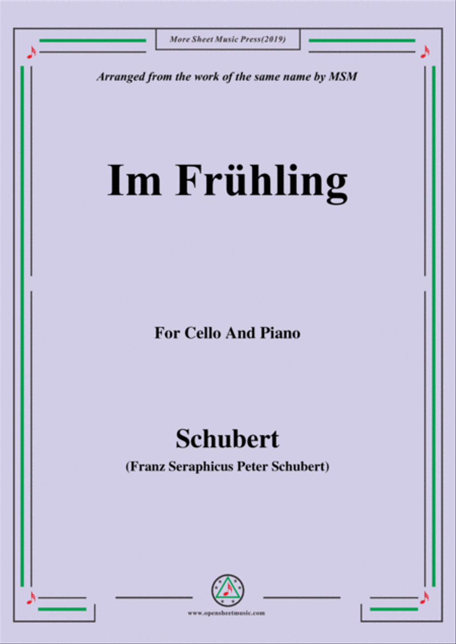 Schubert-Im Frühling,for Cello and Piano Piano scores gallery preview page 1