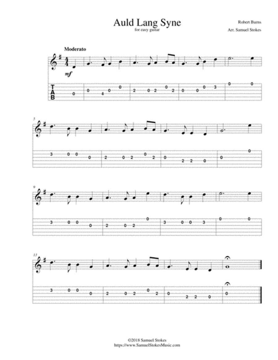 Auld Lang Syne - for easy guitar with TAB image number null