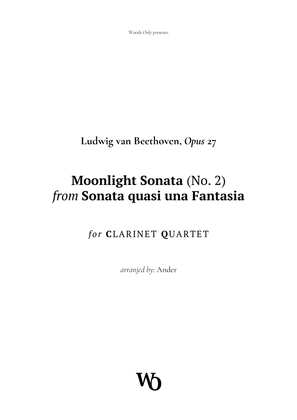 Book cover for Moonlight Sonata by Beethoven for Clarinet Quartet