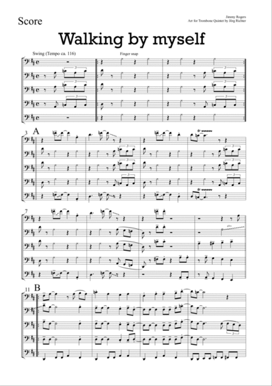 Walking By Myself Walking By Myself Brass Quintet scores gallery preview page 2
