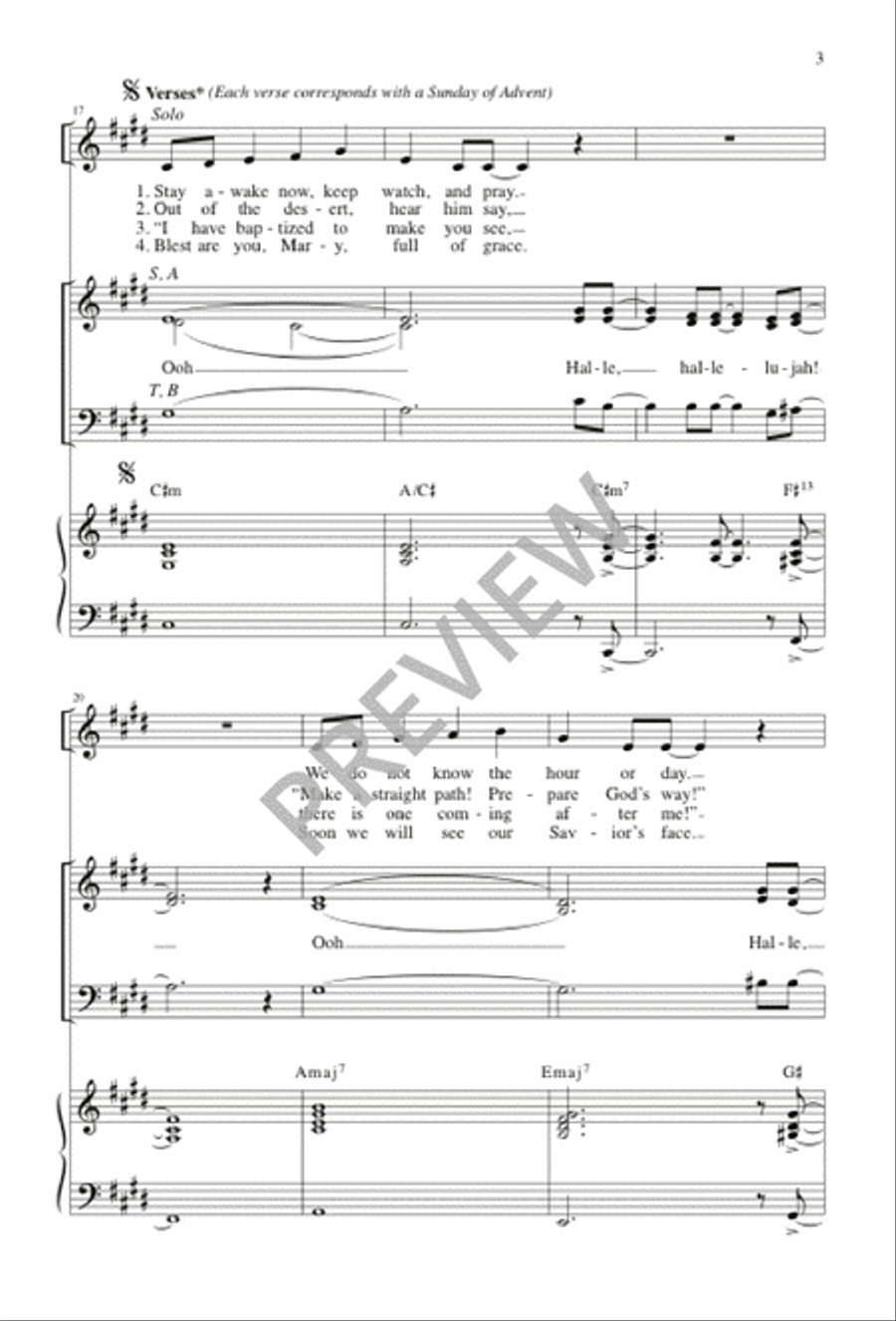 Hallelujah, Hallelu! 3-Part scores gallery preview page 3