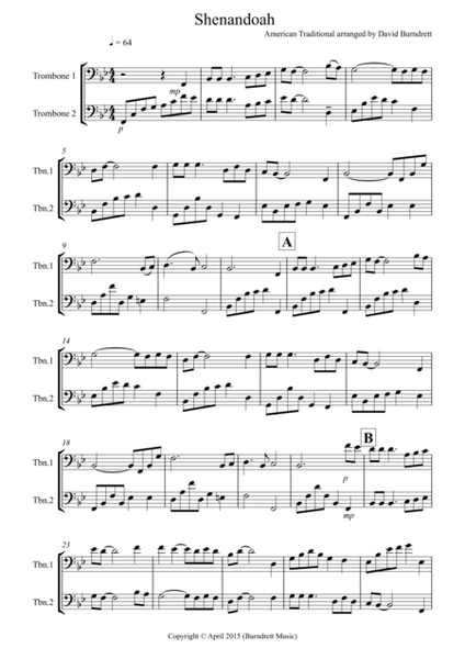 Shenandoah for Trombone Duet image number null