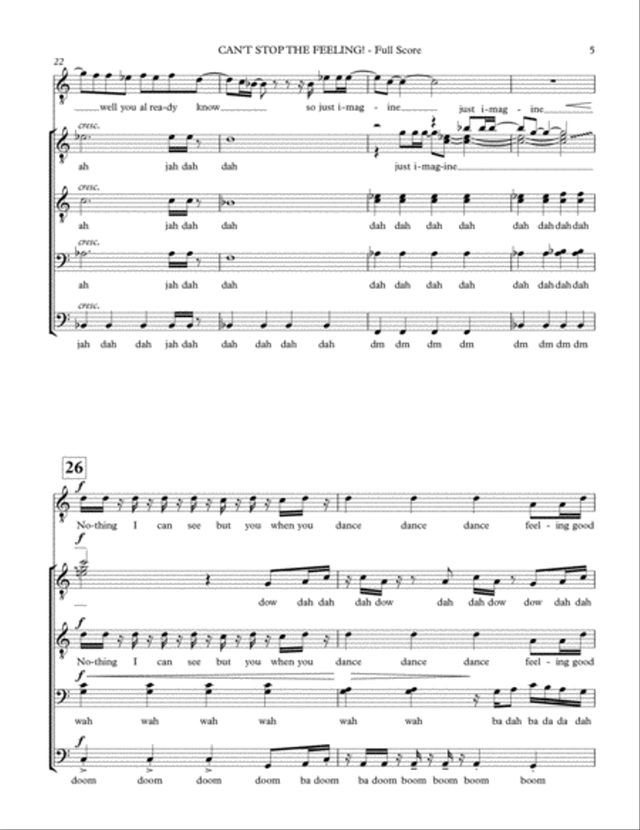 Can't Stop The Feeling from TROLLS TTBB scores gallery preview page 5