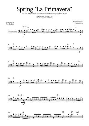Book cover for "Spring" (La Primavera) by Vivaldi - Easy version for CELLO SOLO